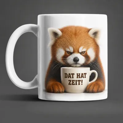 Produktbild von Lustige Tiertasse mit Spruch 325 ml – 15 Tiermotive Geschenkidee Büro - Roter Panda