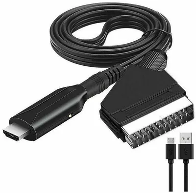 Image de Adaptateur SCART vers HDMI - Convertisseur SCART vers HDMI 1080p - Avec entrée SCART et sortie HDMI - Compatible avec les téléviseurs HD, les décodeurs, les magnétoscopes VHS, les consoles de jeux, les lecteurs DVD et les lecteurs Blu-ray.