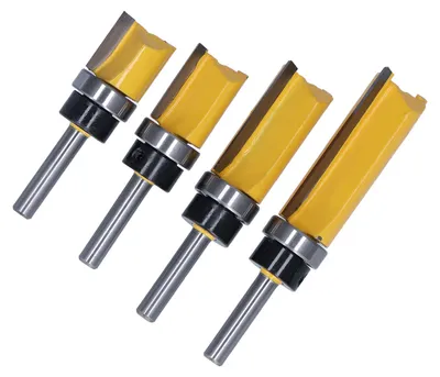 Image de 4Pcs Flush Trim Router Bit Pattern Straight Bearing Milling Cutter 19mm Diamètre 1/4in Shank