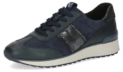 Produktbild von Caprice Damen Sneaker flach aus Leder Bequem, Blau (Ocean Comb), 40 EU