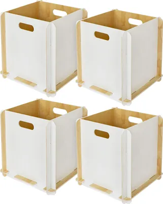 Zusammensteckbare Holzbox 32 cm Weiß Aufbewahrungsbox passend für Kallax und Expedit 4 Stück