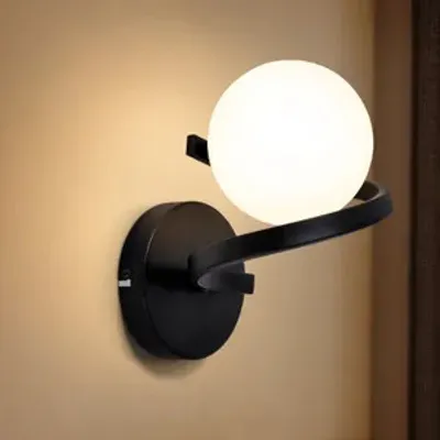 Produktbild von ZMH Wandleuchte 1 Flammig Innen Wandlampe Metall Nachtlampe G9 aus Weiß Glas Kugel Lampenschirm für Wohnzimmer Flur Treppenhaus Kinderzimmer
