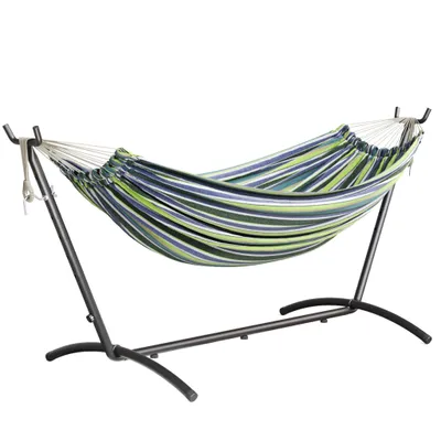 Produktbild von Mondeer Hängematte Hängematte mit Gestell Stabhängematte Hängeliege Outdoor Sonnenliege bis 200kg Blau