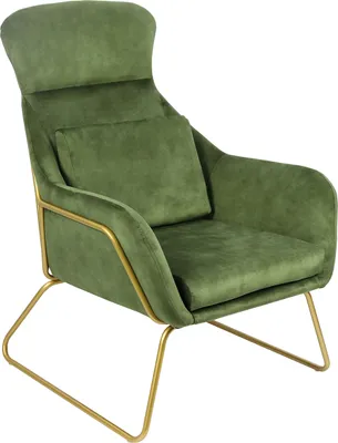 Produktbild von SalesFever Relax Sessel | inkl. Sitz- und Rückenkissen | Bezug Samtvelours | Gestell Metall | B 73 x T 80 x H 102 cm | grün – messingfarben