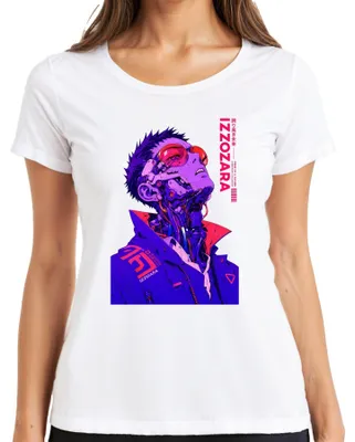Immagine prodotto di Maglietta da donna, stile cyberpunk, con grafica ispirata all'anime giapponese, anni 2000, futuristica, colore bianco, taglia M