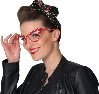 Produktbild von Stylische Rock n Roll Cat-Eye Brille für Damen Weiß-Rot