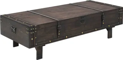 Produktbild von The Living Store Couchtisch Massivholz Vintage-Stil 120 x 55 x 35 cm