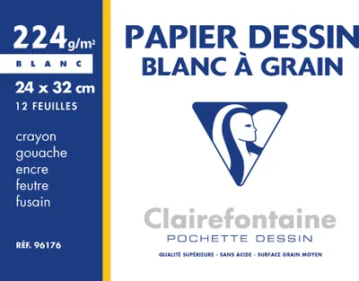 Image de Clairefontaine Zeichenpapier "Blanc … Grain", 240 x 320 mm