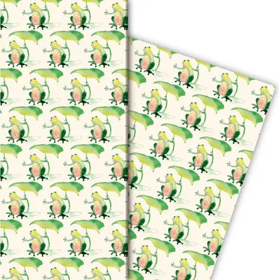 Produktbild von Lustiges Frosch Geschenkpapier auf hell gelb - G5155, 32 x 48cm