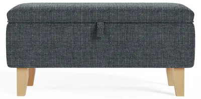 Produktbild von Livingandhome Polsterhocker mit Stauraum & Holzbeinen – 2-in-1, Deckel mit Scharnier & Schnur
