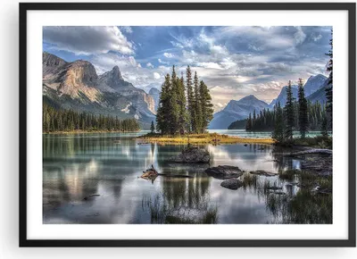 Produktbild von Gerahmtes Poster - Schwarzer Rahmen - See Landschaft Natur - 70x50 cm - Wand Bild - Wanddeko - Wandbilder - Kunstposter - Wandposter - Bilderrahmen - Bilder - Kunstdruck - Wandbild - P2BAA70x50-4133