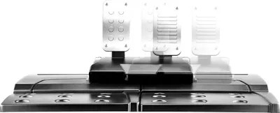 A set of racing pedals on a white background.