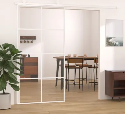 Zdjęcie produktu dla Drzwi przesuwne ESG szkło i aluminium 102,5x205 cm Biały