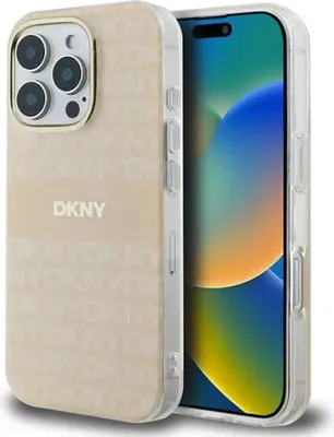 Zdjęcie produktu dla DKNY DKHMP16XHRHSEP iPhone 16 Pro Max    6.9 różowy/pink hardcase Repeat Texture Pattern With Stripe MagSafe