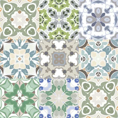 Produktbild von Selbstklebende Fliesenaufkleber für Küche und Bad – 9 Zementfliesenaufkleber im Azulejos-Anastasio-Stil – 9 Aufkleber, 10 x 10 cm