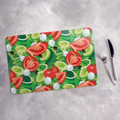 Produktbild von Tischset 6x45x30 cm + 6x10fi cm Platzset Tischmatte Platzmatte Untersetzer - Kopfsalat Tomaten Salat