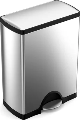 Obrázek produktu pro simplehuman VB 005553, 50 l, Obdélníkový, Nerezová ocel, Ocel, Černá, Nerezová ocel, Pedál, 505 mm