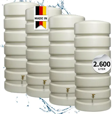 Produktbild von 4rain CLASSIC Wandtank-SET 2600 L sandbeige, 4 x CLASSIC 650 Liter inkl. Verbinder