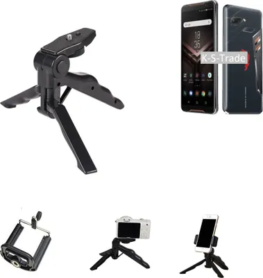 Produktbild von K-S-Trade Stativ Tisch-Ständer Dreibein Handy-Stativ Ständer kompatibel mit Asus ROG Phone Mini-Stativ Smartphone Tripod Handy-Stativ aus Plastik