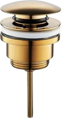 Image de Soupape d'écoulement Garniture d'écoulement, doré, brossé, soupape push-open, pour lavabo, avec trop-plein, CARAL, 1'1/4