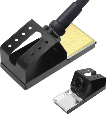 Image de Rosfix Support de Fer à Souder Métallique 70x159mm – Base Stable avec Éponge de Nettoyage | Trou Ø26mm | Accessoire de Soudure