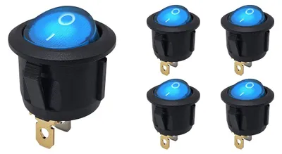 Produktbild von ProRide Wippschalter KCD2-220, rund, 3 Pins, 250 V/6 A, blau, 5 Stück