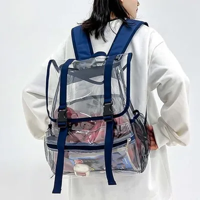 Produktbild von Transparenter Rucksack aus PVC für Studenten mit großer Kapazität, geeignet für Schwimmen und Fitness, marine, Einheitsgröße