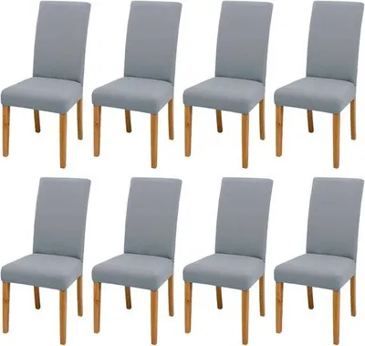 Produktbild von Famanu Stuhlhussen Set von 8 elastischen Hussen für Esszimmerstühle - Lichtgrau
