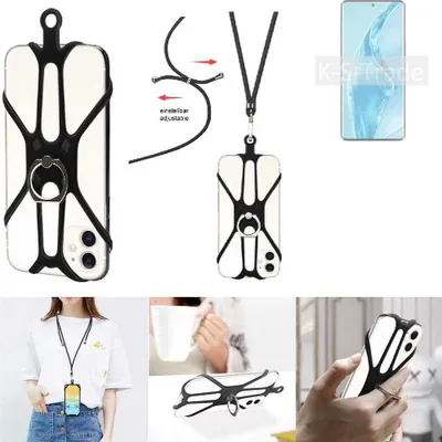 Produktbild von K-S-Trade 3in1 Handykette Handyband Handykordel Halsband Smartphone-Ring Handy-Ring kompatibel mit Xiaomi 12S Ultra Fingerhalterung Handyring