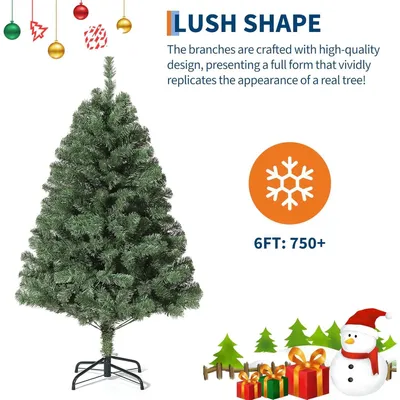 Immagine prodotto di Albero di Natale artificiale - 183 cm (6 ft) - Realistico - Fitto e con molti rami - Base in metallo - Senza luci - Per casa e ufficio