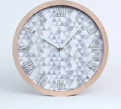 Produktbild von Holzuhr 25fi cm wanduhr - weiße Spitzen - graue Dreiecke