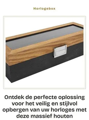 Produktbild von Uhrenbox aus Massivholz - Uhrenaufbewahrungsbox - Uhrenorganizer - Dekorative Box - Uhrenvitrine - Mit Glasdeckel - Uhrenaufbewahrungsbox