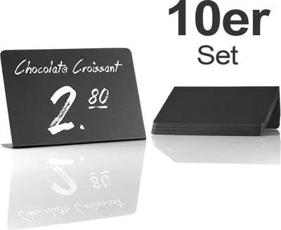 Obrázek produktu pro Sada 10 ks malých tabulek na psaní - 76x101mm mini tabule v rustikálním vzhledu z plastu jako rezervační cedule, cenovky, ozdobné tabule na večírky