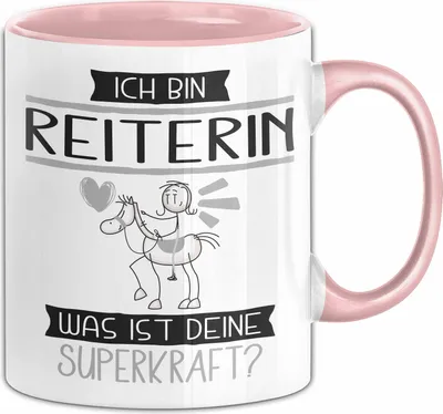Produktbild von Reiterin Geschenk Tasse Ich Bin Reiterin Was Ist Deine Superkraft Geschenkidee Lustig Geburtstag Weihnachten (Rosa)