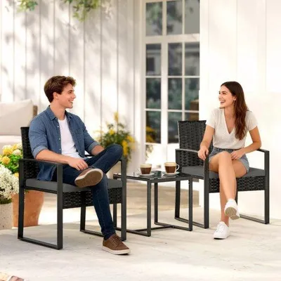 Produktbild von Dunkelgrauer 3-teiliger Gartenbistrot-Satz