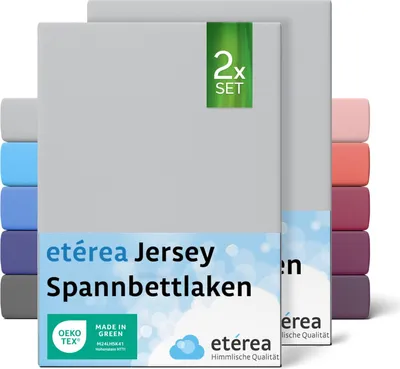Zdjęcie produktu dla zestaw 2 prześcieradeł z dżerseju srebrnych 80x160 cm - 80x180 cm - ETÉREA Prześcieradło z dżerseju wykonane w 100% z bawełny - rozmiar 80x160 cm - 80x180 cm - kolor srebrny