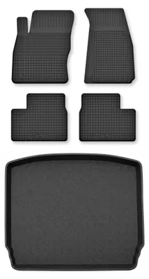 Image de Tapis en caoutchouc + bac de coffre pour Kia xCeed 2019- (plancher bas) – 5 pièces, noirs, semi-universel, adapté