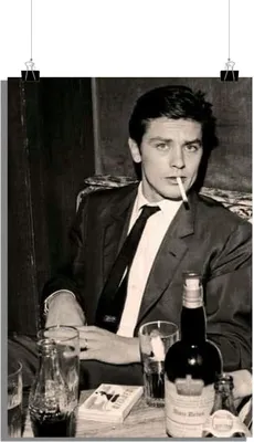 Produktbild von Alain Delon Poster - Film Poster - Schwarz-Weiß Poster - Vintage Poster - 51x71cm - Perfekt zum Einrahmen
