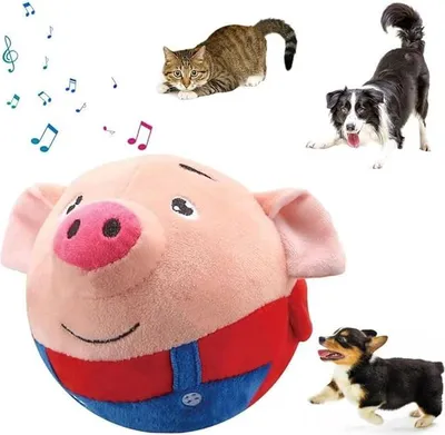 Produktbild von USB-aufladbarer Haustierball für Hunde, sprechend & singend, vibrierendes Plüschspielzeug, lernfähig, 17×12,5 cm, Rot