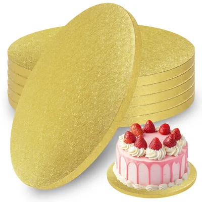 Zdjęcie produktu dla Zestaw 5 podstawek pod tort, okrągłe, o średnicy 30 cm, w złotym kolorze