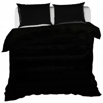 Produktbild von Bettwäsche-Set - Bettdecke und Kissen - Schwarz - 150x200+2x50x60 cm - aus Microfaser - Satin