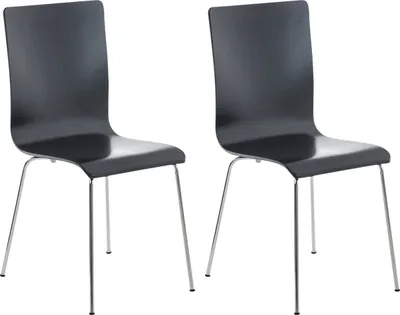 Produktbild von TPFLiving 2er Set Besucherstuhl Peppo Lehnstuhl Konferenzstuhl aus Holz und Gestell in Chromoptik Farbe: Schwarz