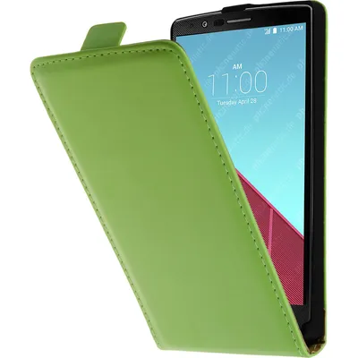 Produktbild von PhoneNatic Kunst-Lederhülle kompatibel mit LG G4 - Flip-Case grün + 2 Schutzfolien