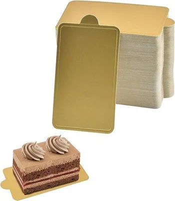 Obrázek produktu pro Zlatý obdélníkový podnos na dorty 10 x 6 cm na svatbu a narozeniny