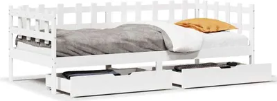 Obrázok produktu pre vidaXL Denná posteľ so zásuvkami biela 90x200 cm borovicové drevo