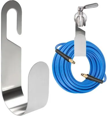 Produktbild von Unyqoos® Edelstahl-Schlauchhalter für Gartenschlauch & Zubehör – Edelstahl 304, bis 5 kg, für Schläuche bis 30 m, Montage ohne Bohren, U-förmig