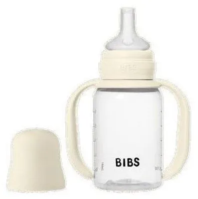Zdjęcie produktu dla Kubek treningowy BIBS z okrągłą końcówką, silikonowy, 150 ml, kolor: kość słoniowa