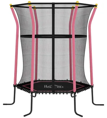 Produktbild von Trampolin für Kinder, Ø163,5 cm, mit Sicherheitsnetz, gepolstert, Stahl, belastbar bis 50 kg
