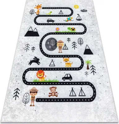 Produktbild von JUNIOR 51490.802 Tiere, Straßen für Kinder Anti-Rutsch - grau Grau 120x170 cm