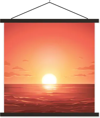 Produktbild von MuchoWow® Textilposter Meer - Sonne - Orange 40x40 cm mit schwarzem Rahmen - Fotos
